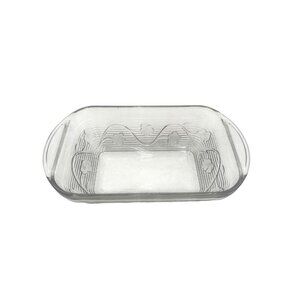 Clear Etched Glass Bread Tray With Floral Design 11x6 Inches Decorative & Functi